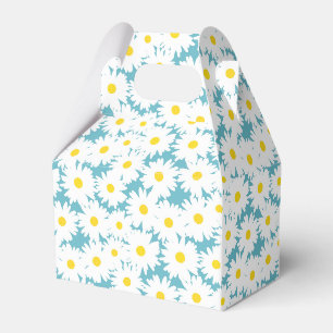Ballotins Négative Space Daisies blanc jaune sur bleu