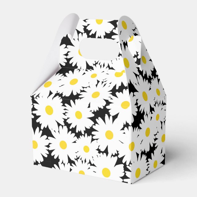 Ballotins Négative Space Daisies blanc jaune sur noir (Verso)