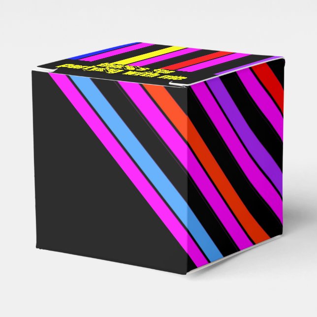Ballotins Neon Stripes Black Party Favoriser Box (Verso)