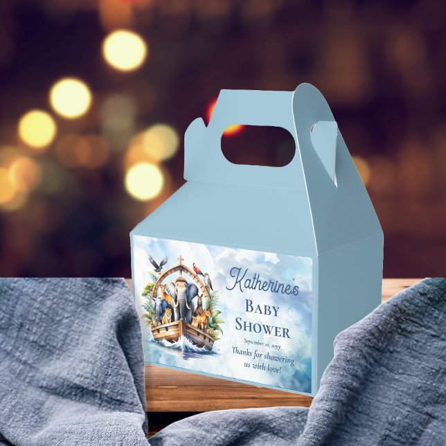 Ballotins Noah's Ark Cute Animals Blue Boy Baby shower (Noah's Ark Cute Animals Blue Boy Baby Shower Favor Box)