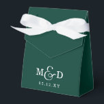 Ballotins Noces Bohème Rustique Vert Émeraude Moderne Monogr<br><div class="desc">Boîtes de Faveurs de Noces Bohème Rustique Vert Émeraude Moderne Monogramme</div>