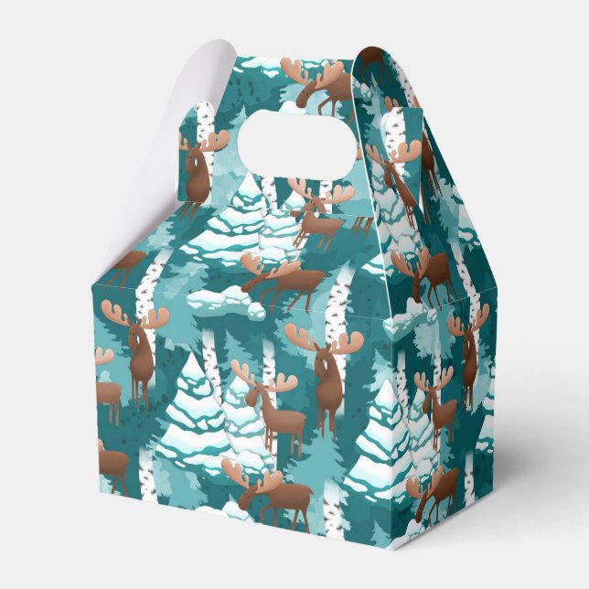 Ballotins Noël Holiday Moose party boîte de faveur (Verso)