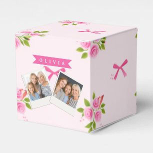 Ballotins Nœud Floral Féminin Coquette Rose Personnalisé