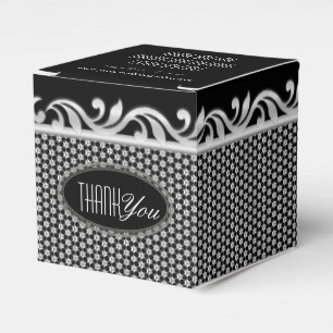 Ballotins Noir Blanc Argent Fleur Mariage Remerciements Fête