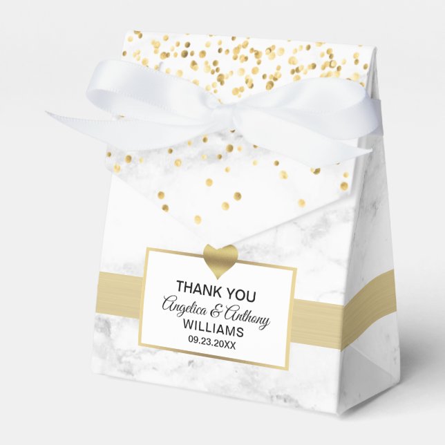 Ballotins Noir Blanc Coeur Or Marbre Favoriser Mariage (Verso)