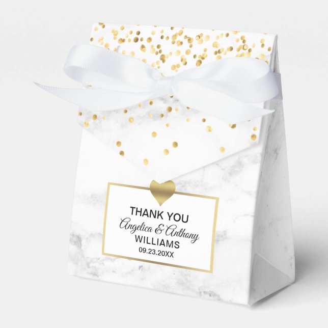 Ballotins Noir Blanc Coeur Or Marbre Favoriser Mariage (Verso)