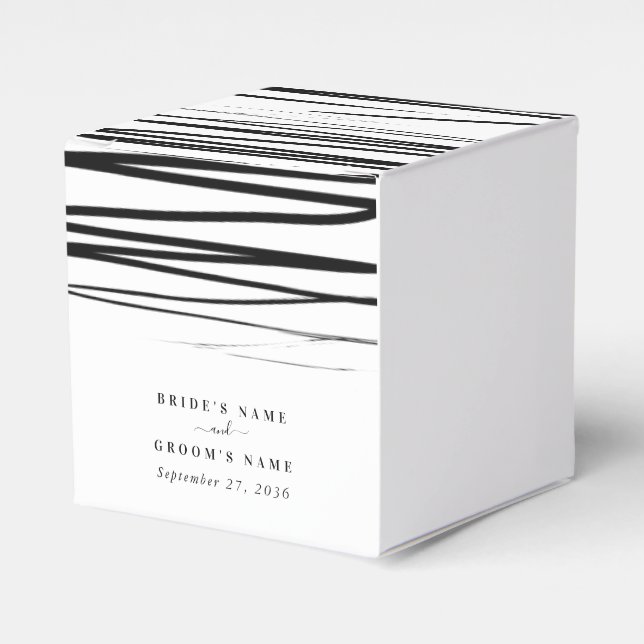 Ballotins Noir blanc moderne Abstrait mariage Faveur (Verso)