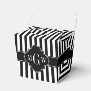 Ballotins Noir Blanc Rayure Noir Quatrefeuille 3 Monogramme