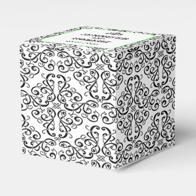 Ballotins Noir et blanc Damas Lime Mariage Favor Box (Verso)