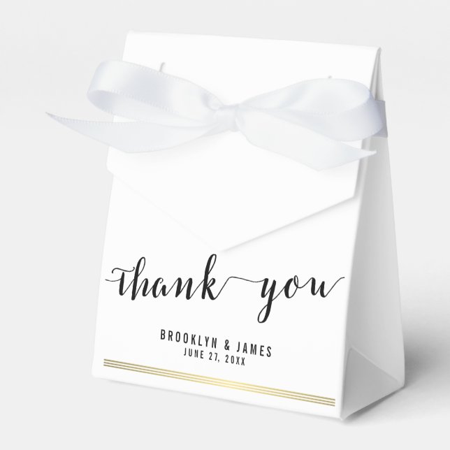 Ballotins Noir Et Blanc Mariage Faveur Boîtes Merci Or (Verso)