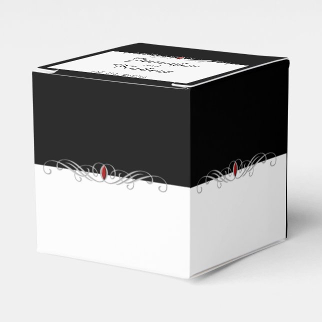 Ballotins Noir et blanc Ruby Accent mariage boîte de préfére (Verso)
