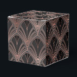 Ballotins Noir et Or Rose<br><div class="desc">Boîte à faveur élégante avec motif art déco en or rose et noir.</div>