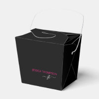 Noir moderne rose chaud Simple Script Monogramme N