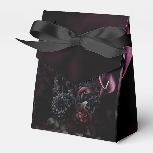 Ballotins Noir Moody Romantique mariage floral Favoriser (Verso)