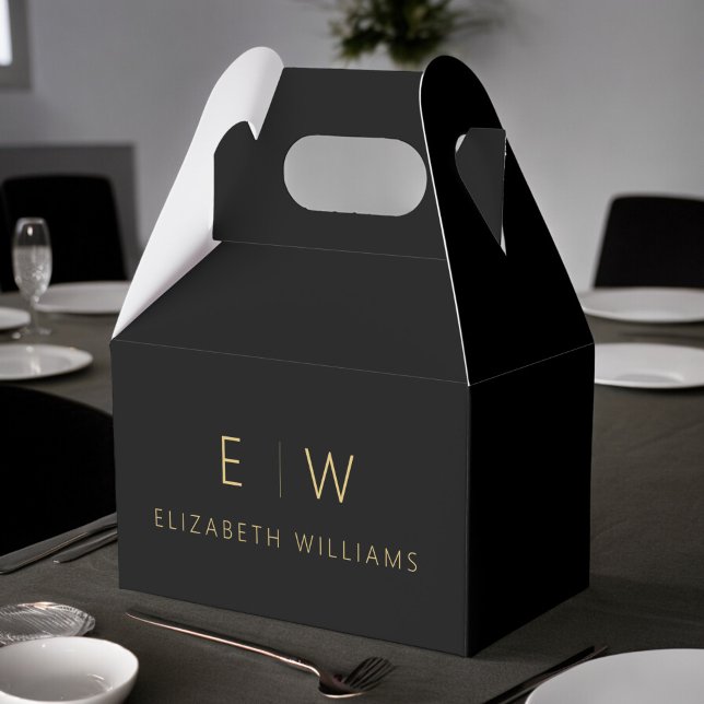 Ballotins Noir Or Moderne Minimaliste Nom Monogramme (Créateur téléchargé)