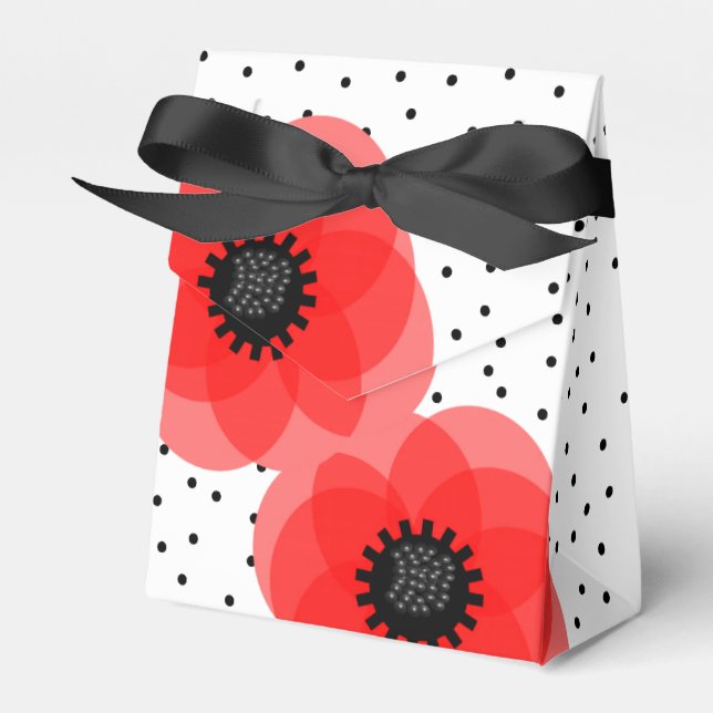 Ballotins Noir rouge et blanc Polka Dot et Poppies Design (Verso)