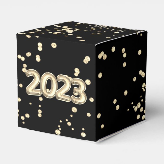 Ballotins Nouvel An 2023 | Confetti à bulles d'or et de noir (Arrière)
