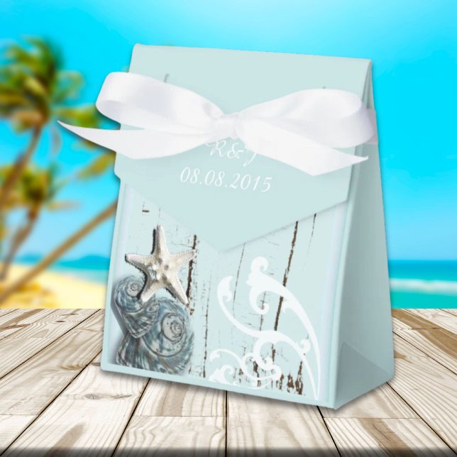 Ballotins océan moderne SeaShells Beach Wedding (modern ocean SeaShells Beach Wedding Favor Boxes)