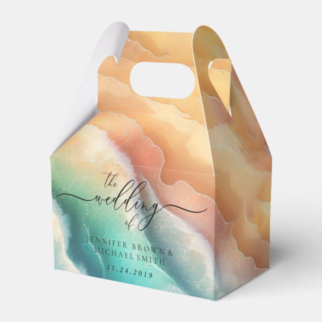 Ballotins Océan Rose Vert Plage Bleue Aquarelle Soleil d'Été (Verso)