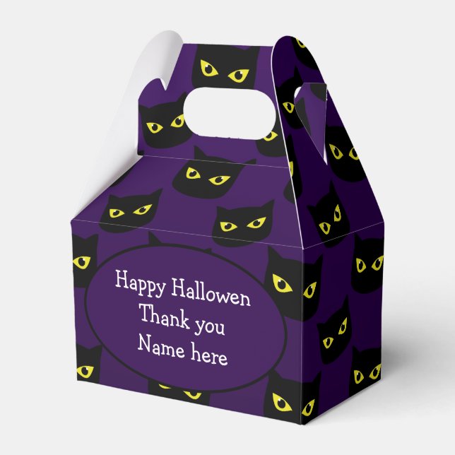 Ballotins Oeil jaune de chat noir et violet motif Halloween (Verso)