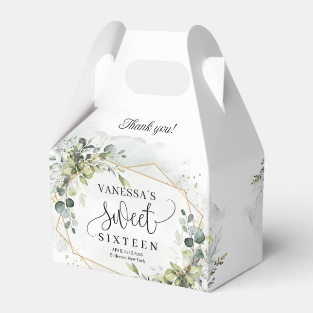 Ballotins Oeucalyptus boho tendance or vert 16e anniversaire (Arrière)