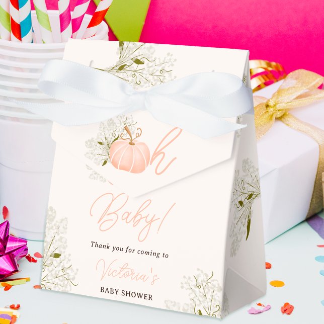 Ballotins Oh Baby rose citrouille baby shower floral chic (Oh Baby pink pumpkin floral chic baby shower Favor Box)