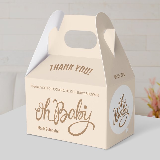 Ballotins Oh bébé - Baby shower Gable Box (Beige) (Créateur téléchargé)