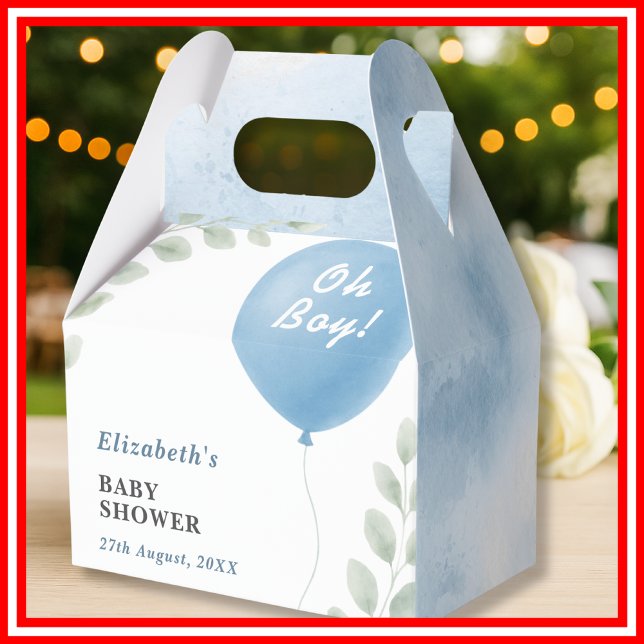 Ballotins Oh Boy Blue Balloon Eucalyptus Baby Shower Favor B (Créateur téléchargé)