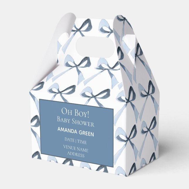Ballotins Oh Boy Blue Bows Coquette Baby shower Ballotin (Verso)