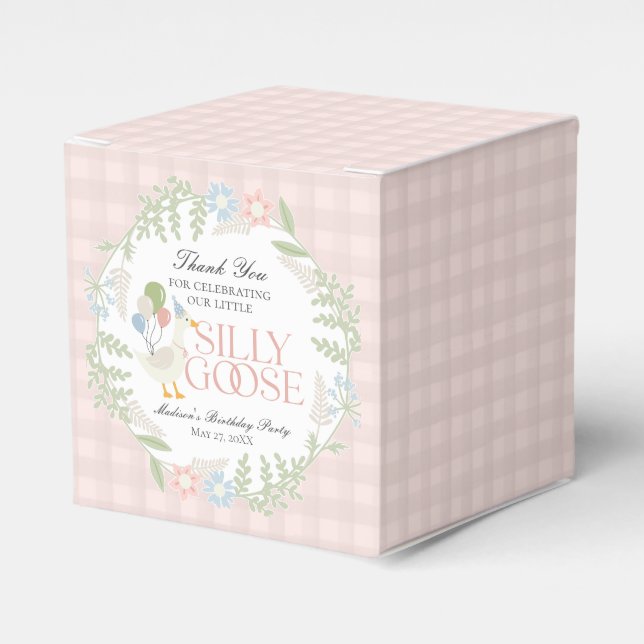 Ballotins Oie rose soie Florale En vichy Anniversaire (Verso)
