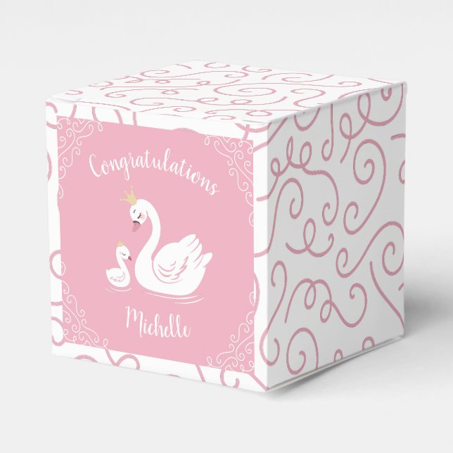 Ballotins Oiseau Baby shower cygne avec thème Couronne rose (Verso)