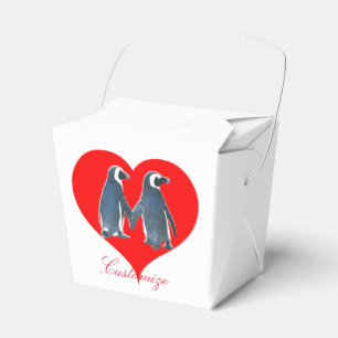 Ballotins Oiseaux de l'amour Couple Pingouin Cœur Rouge Thun