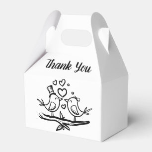 Ballotins Oiseaux de l'amour Inséparables Merci Mariage Noir