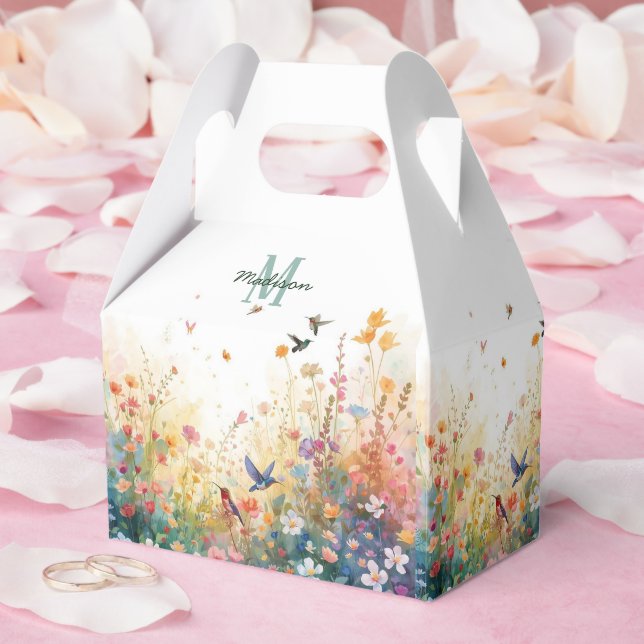 Ballotins Oiseaux floraux aquarelle de printemps Monogramme  (Mariage)