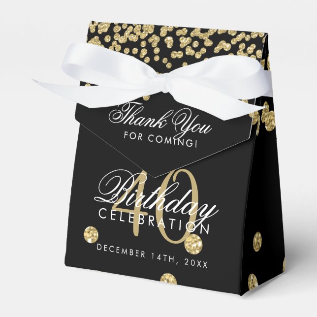 Ballotins Or 40e anniversaire Merci Confetti Noir (Verso)