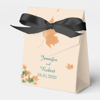 Ballotins Orange Aqua Maple Leaf boîte de mariage Favor