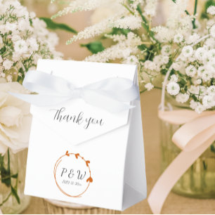 Ballotins Orange Brûlé Simple Coeur Mariage Monogramme