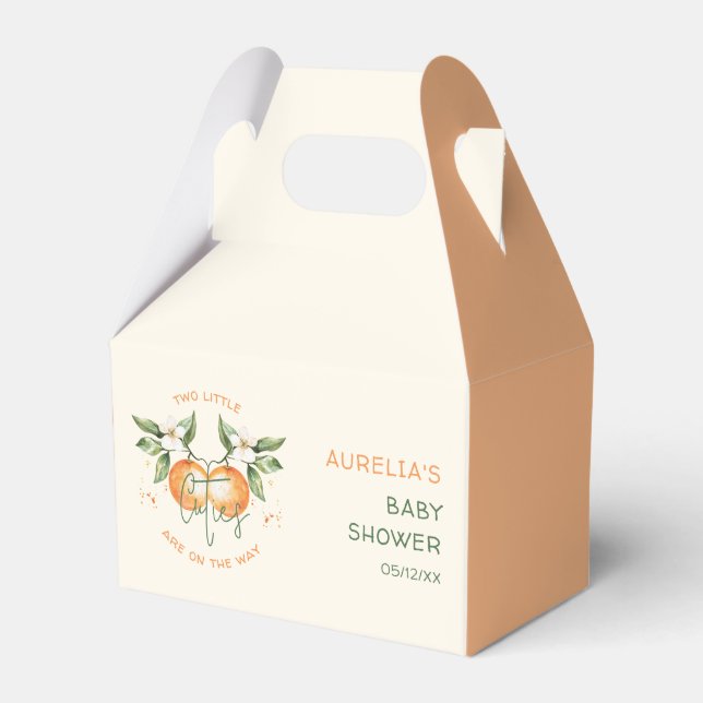 Ballotins Orange Citrus Two Little Cuties Twin Baby Shower (Verso)