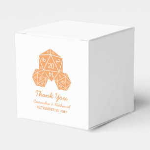 Ballotins Orange D20 Dice Wedding Favor Boxes