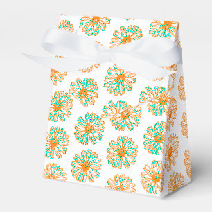 Ballotins Orange Daisy Flower Print, Vintage motif floral