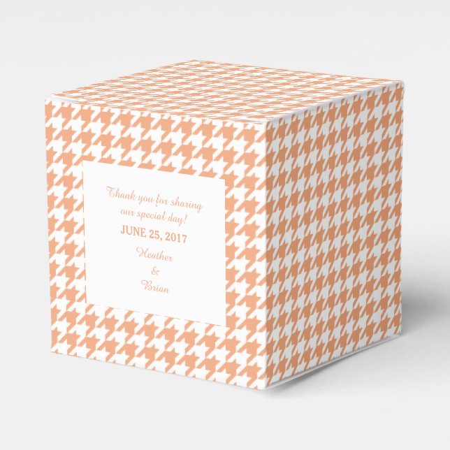 Ballotins Orange Houndstooth Wedding Favor Box (Verso)