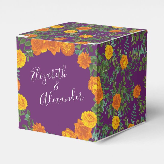 Ballotins Orange Plum violet Peony & Rose Floral Mariage (Verso)