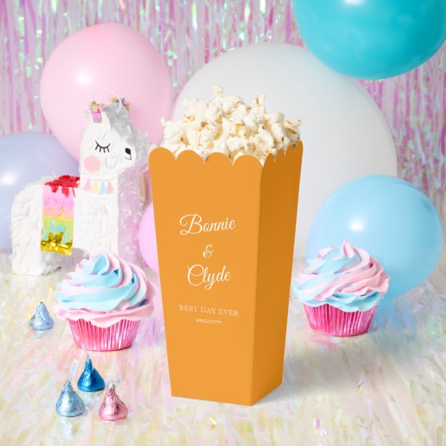 Ballotins Orange Popcorn Favor Box for Elegant Celebrations (Fête)