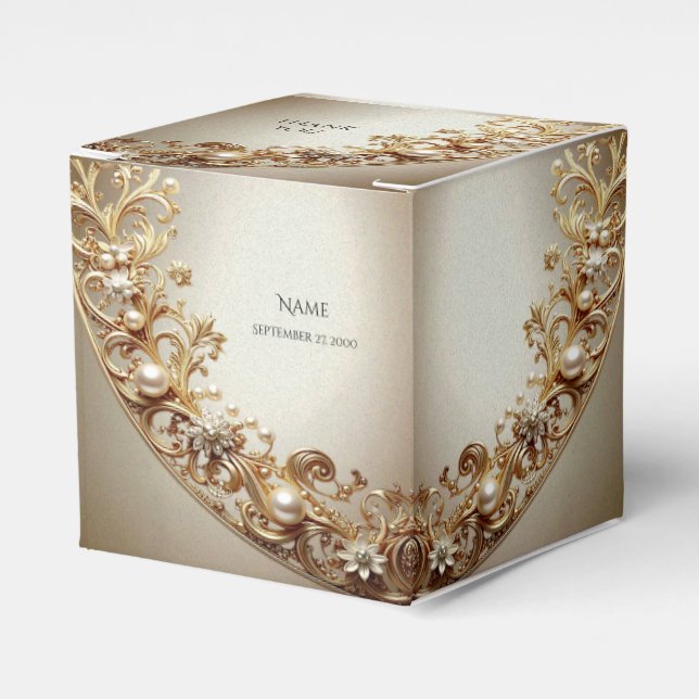 Ballotins Ornate Gold Flourish Favor Box (Verso)