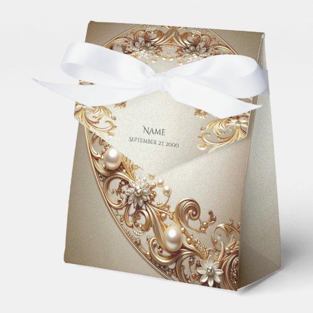 Ballotins Ornate Gold Flourish Favor Box (Verso)