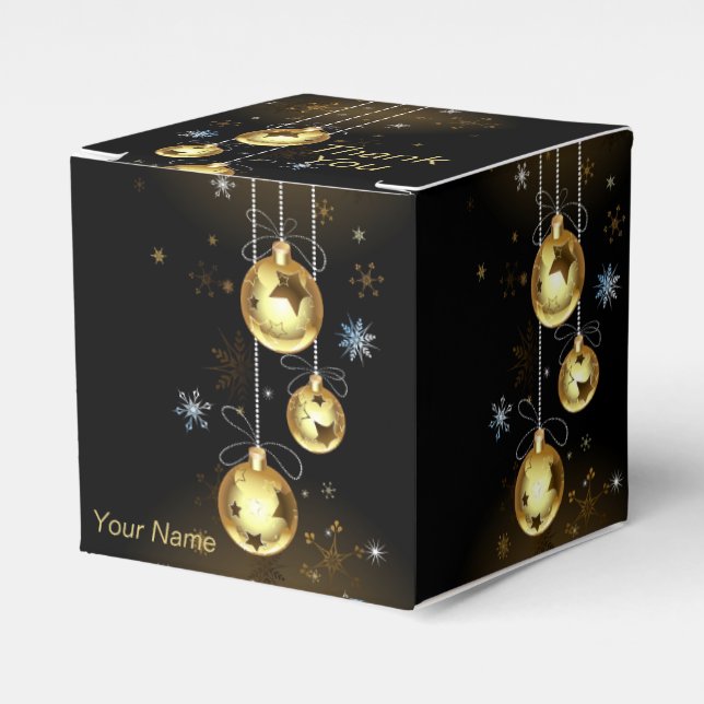 Ballotins Ornements dorés de Noël Étoiles brillantes Noir (Verso)