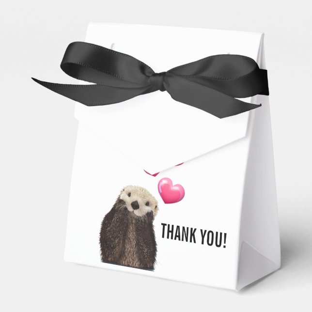 Ballotins Otter mignonne avec coeur d'amour rose Merci (Verso)