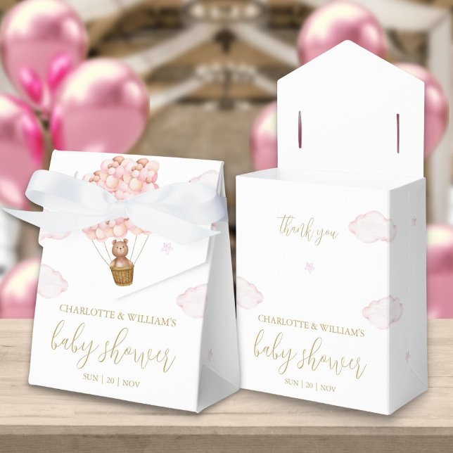 Ballotins Ours En Attente Ours En Rose Fille Baby Shower (Bearly Wait Teddy Bear Pink Girl Baby Shower Favor Box)