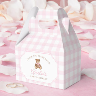 Ballotins Ours en peluche à carreaux roses pour un premier a