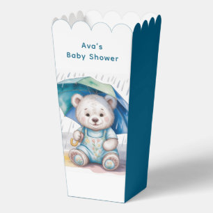 Ballotins Ours en peluche avec parapluie garçon Baby Shower 